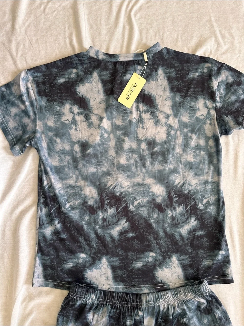 Tie-Dye Short Sleeve Kids Pajama Set - Blue/Gray